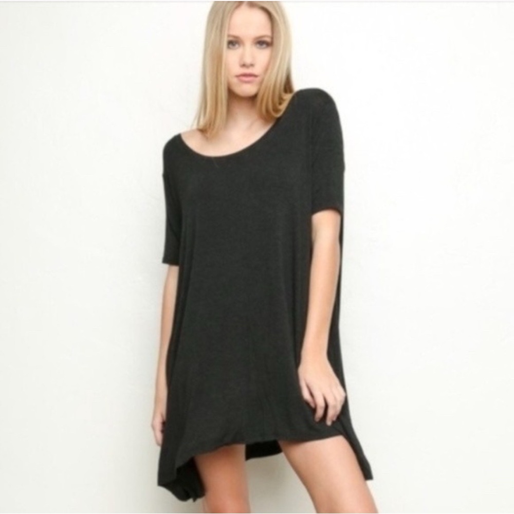 Brandy Melville Jersey Tunic Dress in Charcoal OS (Fits XS-L)